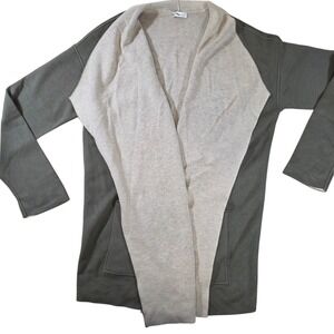 J. Jill Reversible Open Front Cardigan  Long Sleeve Pockets Olive/Beige size M